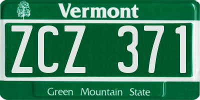 VT license plate ZCZ371