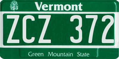 VT license plate ZCZ372