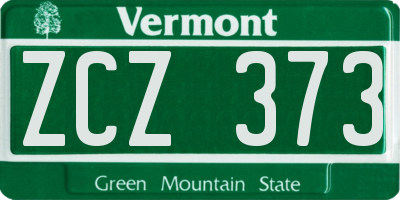 VT license plate ZCZ373