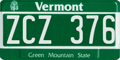 VT license plate ZCZ376