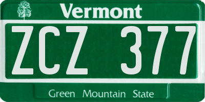 VT license plate ZCZ377