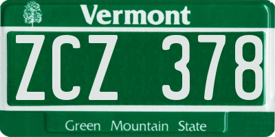 VT license plate ZCZ378
