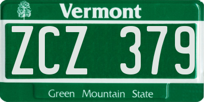 VT license plate ZCZ379