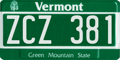 VT license plate ZCZ381