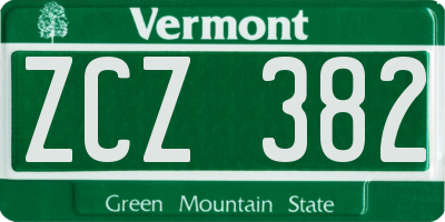 VT license plate ZCZ382