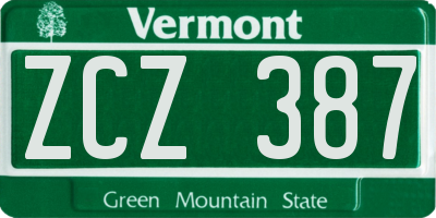 VT license plate ZCZ387