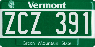 VT license plate ZCZ391