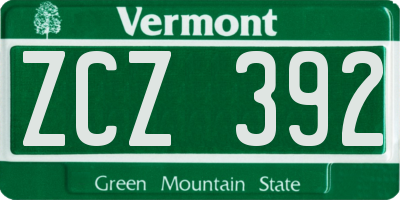 VT license plate ZCZ392