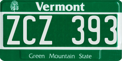 VT license plate ZCZ393