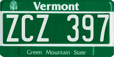 VT license plate ZCZ397