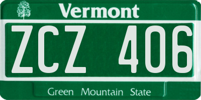 VT license plate ZCZ406