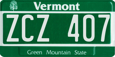 VT license plate ZCZ407