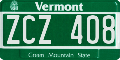 VT license plate ZCZ408
