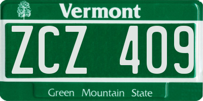 VT license plate ZCZ409