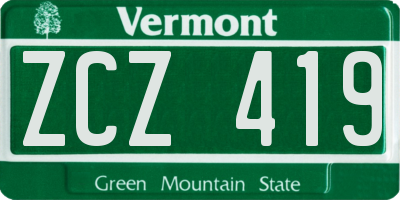 VT license plate ZCZ419