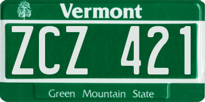 VT license plate ZCZ421