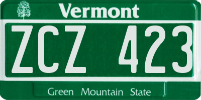 VT license plate ZCZ423