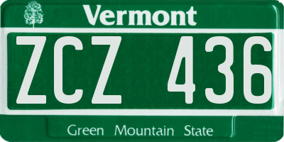 VT license plate ZCZ436