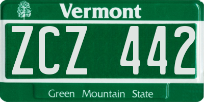 VT license plate ZCZ442