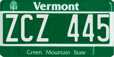 VT license plate ZCZ445