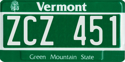 VT license plate ZCZ451