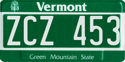 VT license plate ZCZ453