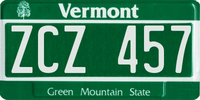 VT license plate ZCZ457