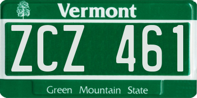 VT license plate ZCZ461
