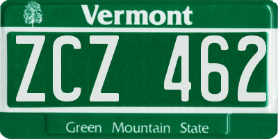 VT license plate ZCZ462