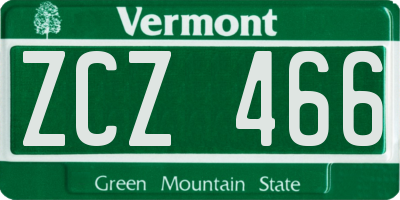 VT license plate ZCZ466