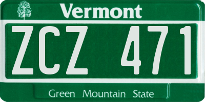 VT license plate ZCZ471