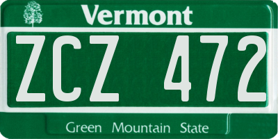 VT license plate ZCZ472