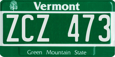 VT license plate ZCZ473
