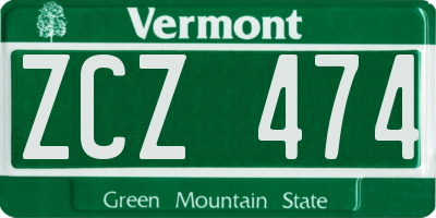 VT license plate ZCZ474