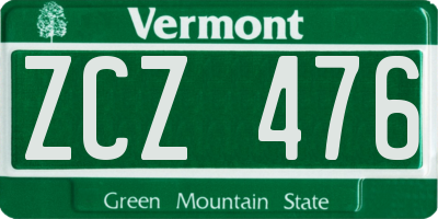 VT license plate ZCZ476