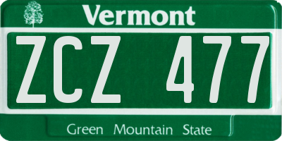 VT license plate ZCZ477