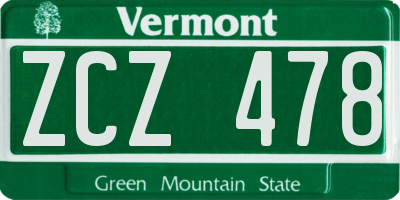 VT license plate ZCZ478