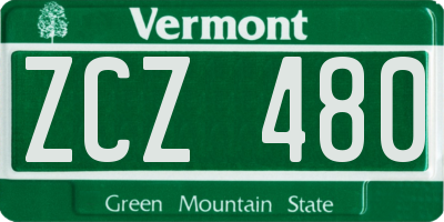 VT license plate ZCZ480