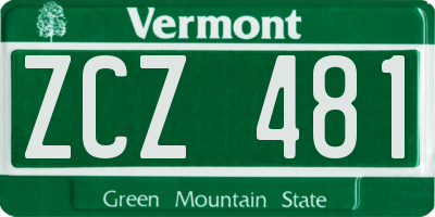 VT license plate ZCZ481