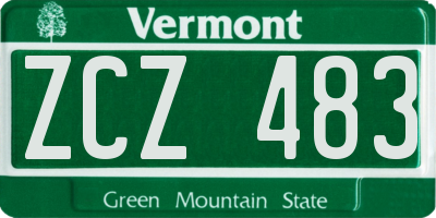 VT license plate ZCZ483