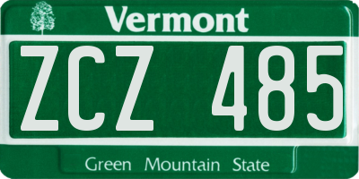 VT license plate ZCZ485