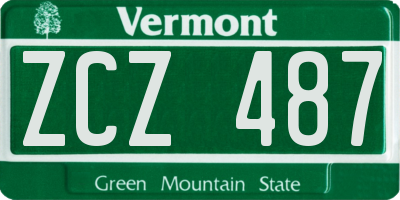 VT license plate ZCZ487