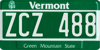 VT license plate ZCZ488