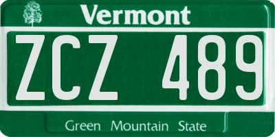 VT license plate ZCZ489