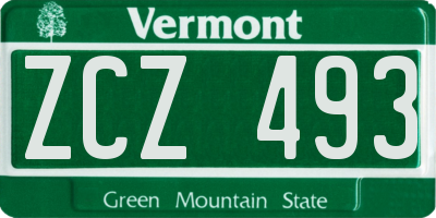 VT license plate ZCZ493