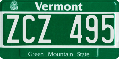 VT license plate ZCZ495