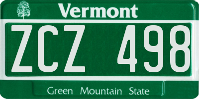 VT license plate ZCZ498