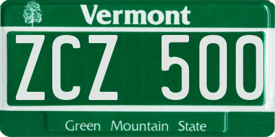 VT license plate ZCZ500