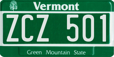 VT license plate ZCZ501
