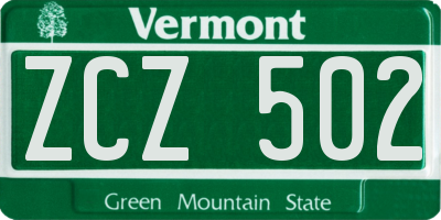 VT license plate ZCZ502
